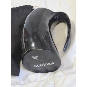 Vtg ALEHORN Early Hand Made Genuine Ox Horn 5.5" Viking DRINKING VESSEL Bag